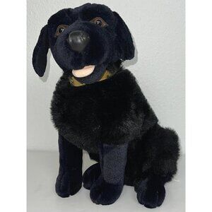 FAO SCHWARTZ 16" Black Realistic Plush Stuffed LABRADOR RETRIEVER Dog Collar EUC